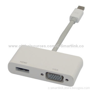 Mini DisplayPort to HDMI and VGA Adapter with HDCP, Supports Dual-mode/1,920*1,200P Video Resolution